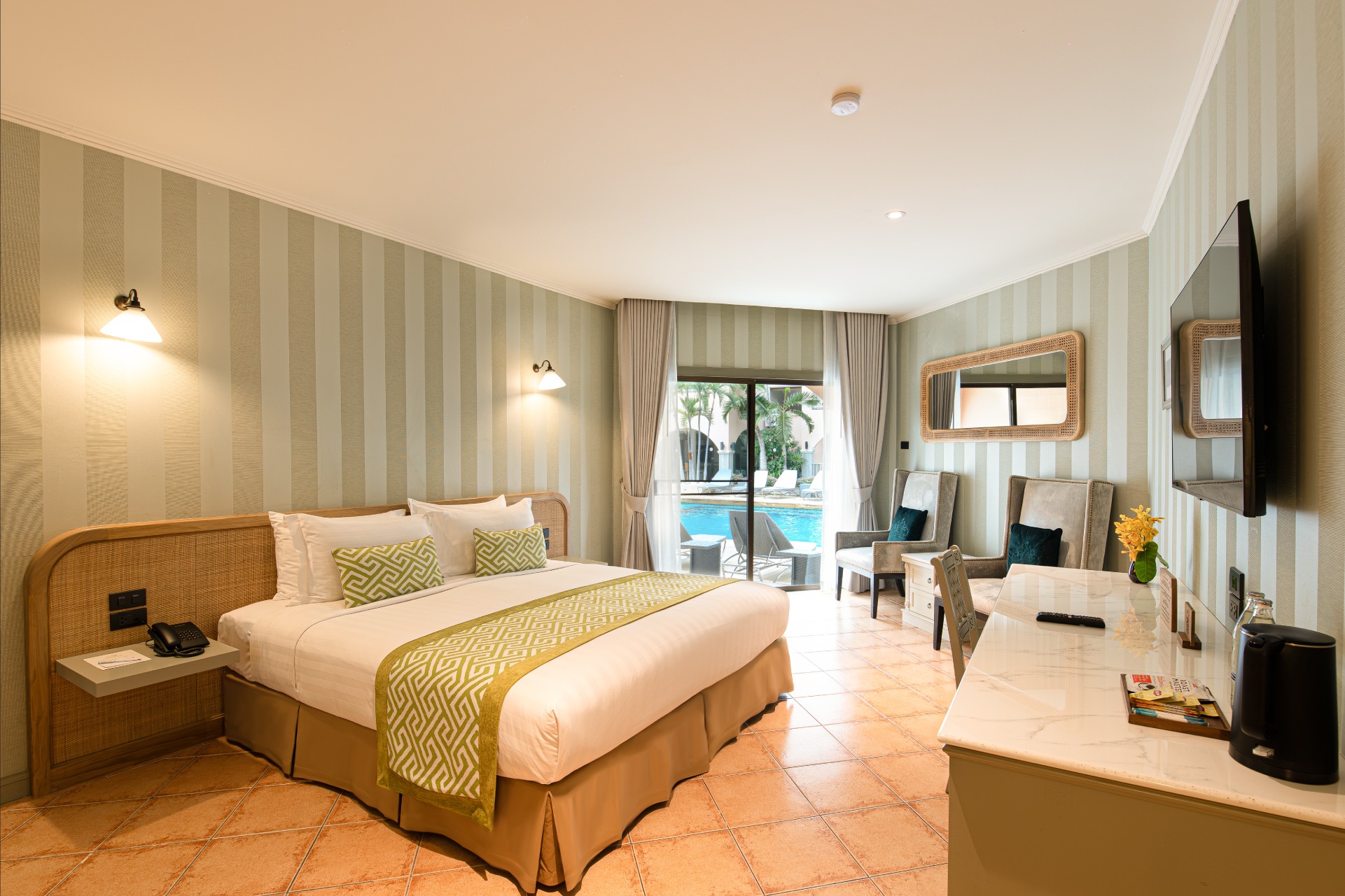 Ideal for families with older children, our Poolside rooms offer direct access from private terraces to our half Olympic sized swimming pools.